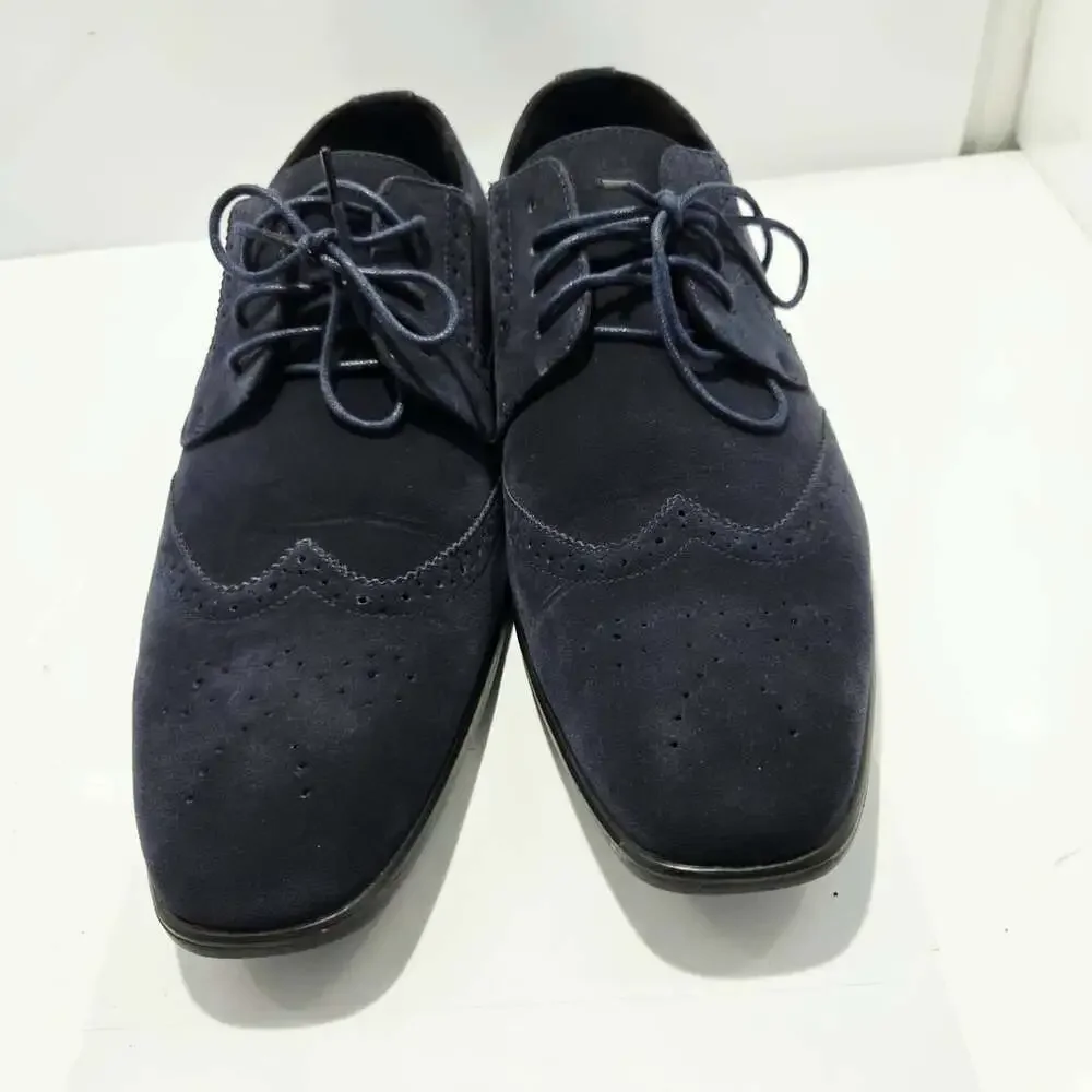 Bravo King-3 Dress Shoe Size 15W Blue Suede Oxford